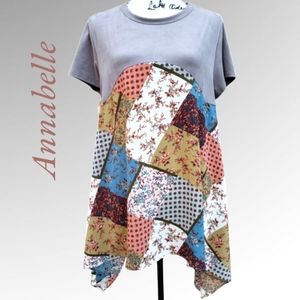 Annabelle Gray Patchwork Blouse